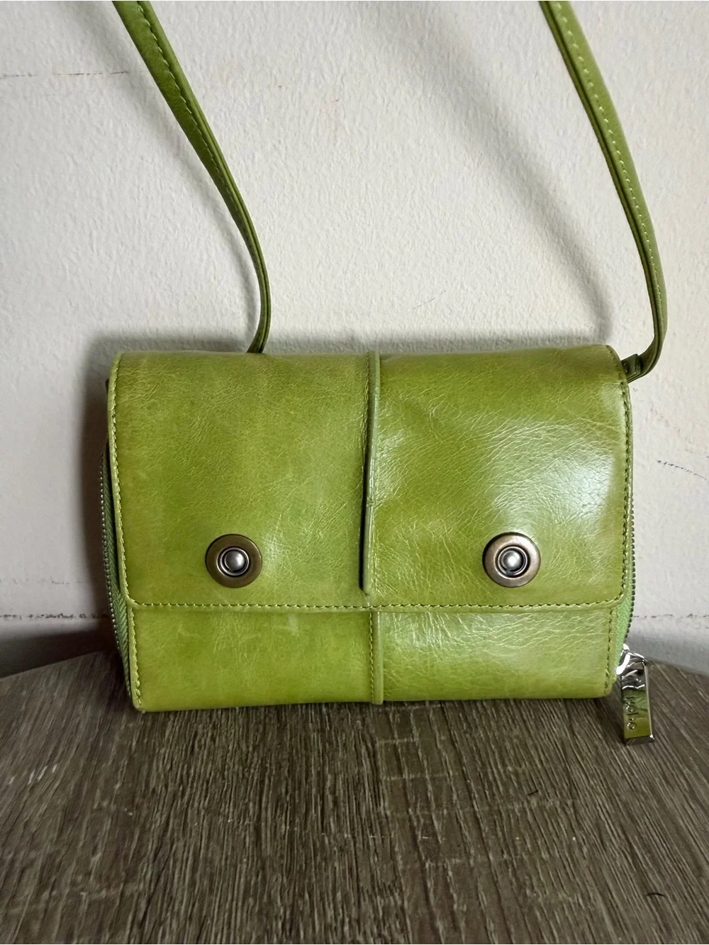 HOBO Lime Green Leather Crossbody Wristlet